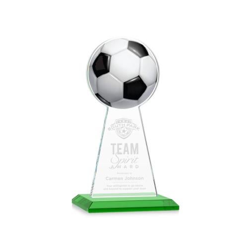 Recognition Awards - Crystal Awards - Edenwood Soccer Award - Green