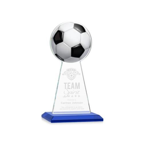 Recognition Awards - Crystal Awards - Edenwood Soccer Award - Blue