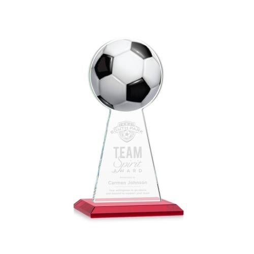 Recognition Awards - Crystal Awards - Edenwood Soccer VividPrint/Etch Award - Red