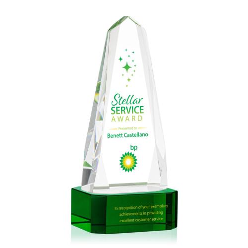 Recognition Awards - Crystal Awards - Geneva VividPrint™ Award on Base - Green