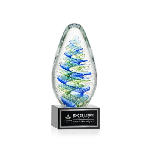 Recognition Awards - Glass Awards - Art Glass Awards - Jezebel Award on Hancock Base - Black