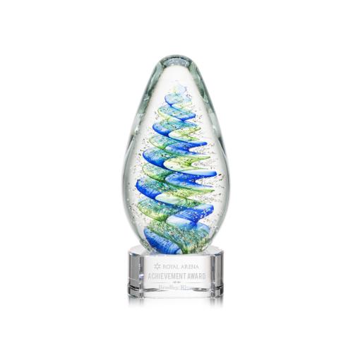 Recognition Awards - Glass Awards - Art Glass Awards - Jezebel Award on Paragon Base - Clear