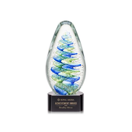 Recognition Awards - Glass Awards - Art Glass Awards - Jezebel Award on Paragon Base - Black