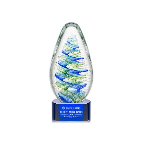 Recognition Awards - Glass Awards - Art Glass Awards - Jezebel Award on Paragon Base - Blue