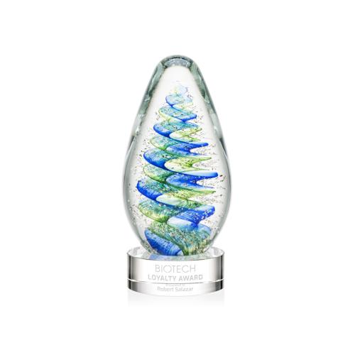 Recognition Awards - Glass Awards - Art Glass Awards - Jezebel Award on Stanrich Base - Clear