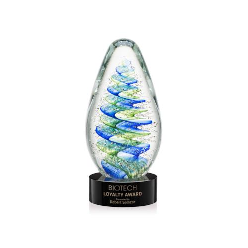 Recognition Awards - Glass Awards - Art Glass Awards - Jezebel Award on Stanrich Base - Black