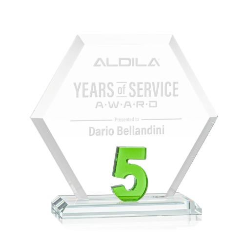 Recognition Awards - Crystal Awards - Riviera Anniversary Award No 5 - Green 