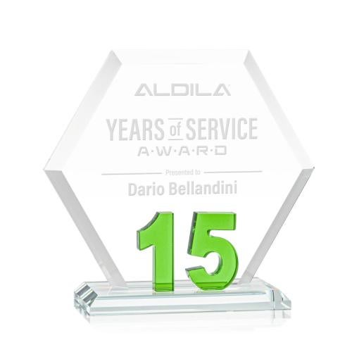 Recognition Awards - Crystal Awards - Riviera Anniversary Award No 15 - Green 