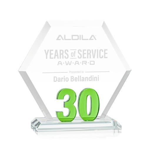 Recognition Awards - Crystal Awards - Riviera Anniversary Award No 30 - Green 