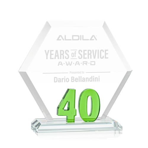 Recognition Awards - Crystal Awards - Riviera Anniversary Award No 40 - Green 