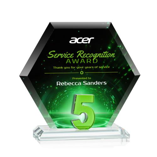 Recognition Awards - Crystal Awards - Riviera Anniversary VividPrint&trade; Award No 5 - Green 