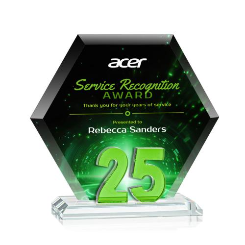 Recognition Awards - Crystal Awards - Riviera Anniversary VividPrint™ Award No 25 - Green