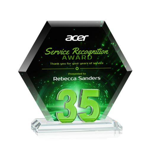 Recognition Awards - Crystal Awards - Riviera Anniversary VividPrint™ Award No 35 - Green