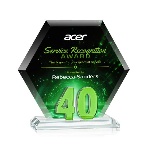 Recognition Awards - Crystal Awards - Riviera Anniversary VividPrint™ Award No 40 - Green