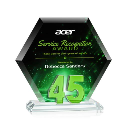 Recognition Awards - Crystal Awards - Riviera Anniversary VividPrint&trade; Award No 45 - Green