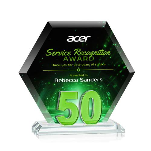 Recognition Awards - Crystal Awards - Riviera Anniversary VividPrint™ Award No 50 - Green