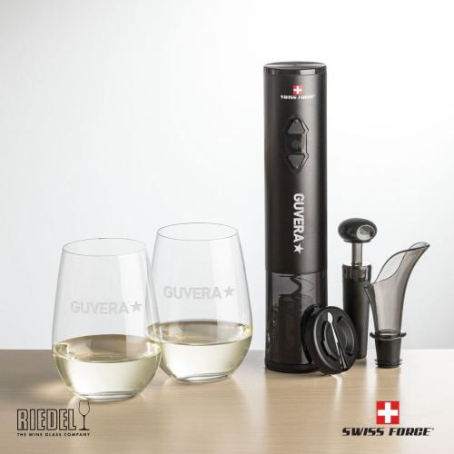 Corporate Gifts - Barware - Glasses Sets - Swiss Force® Opener Set & RIEDEL Stemless Wine