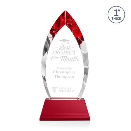 Recognition Awards - Crystal Awards - Marinello Award on Base - Red