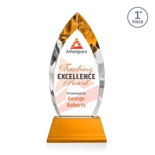Recognition Awards - Crystal Awards - Marinello VividPrint™ Award on Base - Amber