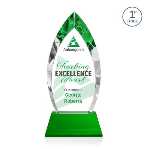 Recognition Awards - Crystal Awards - Marinello VividPrint™ Award on Base - Green