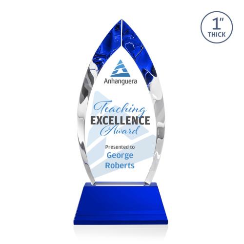 Recognition Awards - Crystal Awards - Marinello VividPrint™ Award on Base - Blue