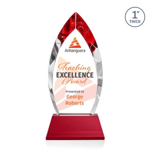 Recognition Awards - Crystal Awards - Marinello VividPrint™ Award on Base - Red