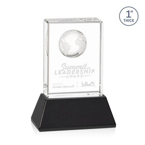 Recognition Awards - Crystal Awards - Ambassador Globe Award on Base - Black