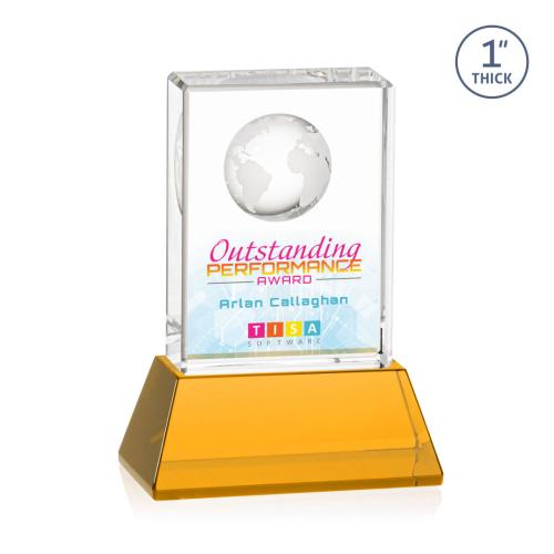 Recognition Awards - Crystal Awards - Ambassador VividPrint&trade; Award on Base - Amber