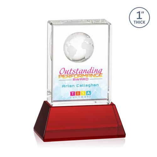 Recognition Awards - Crystal Awards - Ambassador VividPrint&trade; Award on Base - Red