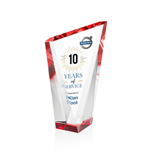 Recognition Awards - Crystal Awards - Plymouth VividPrint™ Award - Red