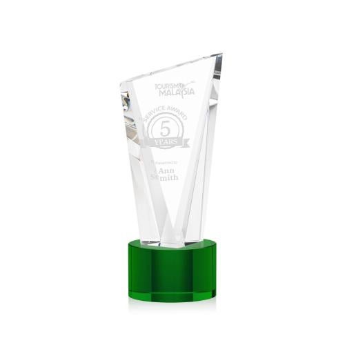 Recognition Awards - Crystal Awards - Plymouth Award on Marvel Base - Green