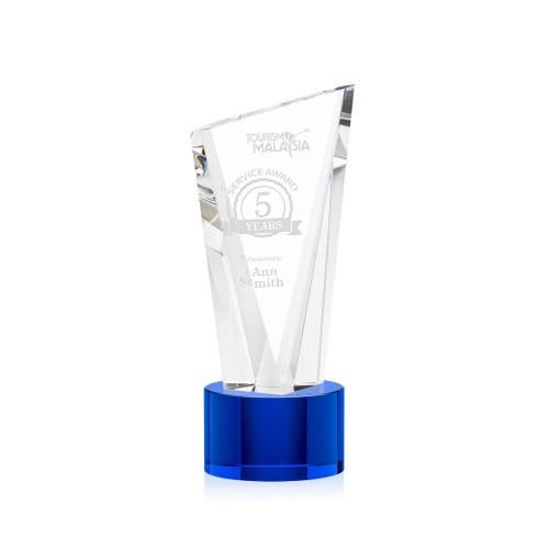 Recognition Awards - Crystal Awards - Plymouth Award on Marvel Base - Blue