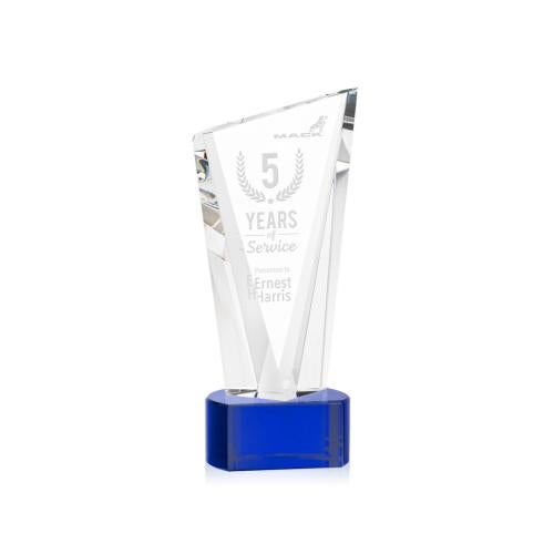 Recognition Awards - Crystal Awards - Plymouth Award on Paragon Base - Blue