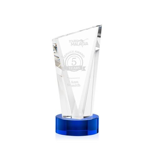 Recognition Awards - Crystal Awards - Plymouth Award on Stanrich Base - Blue