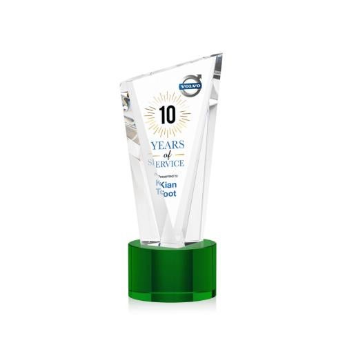 Recognition Awards - Crystal Awards - Plymouth VividPrint™ Award on Marvel Base - Green