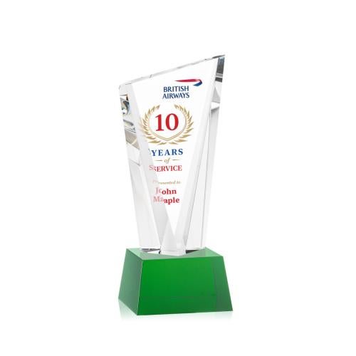 Recognition Awards - Crystal Awards - Plymouth VividPrint™ Award on Robson Base - Green