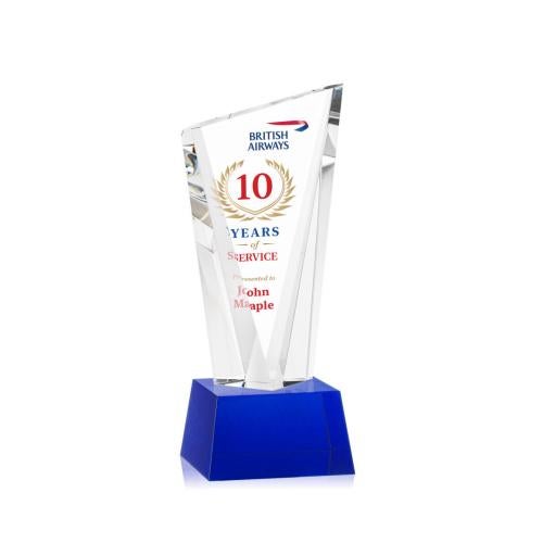 Recognition Awards - Crystal Awards - Plymouth VividPrint™ Award on Robson Base - Blue
