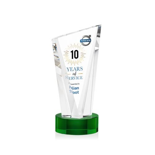 Recognition Awards - Crystal Awards - Plymouth VividPrint™ Award on Stanrich  Base - Green