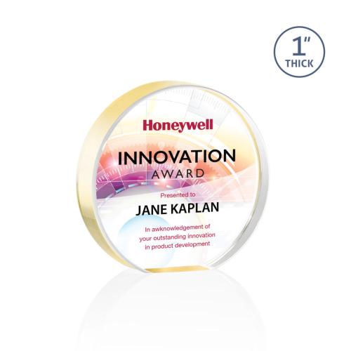 Recognition Awards - Acrylic Awards - Narita Circle VividPrint™ Award - Gold