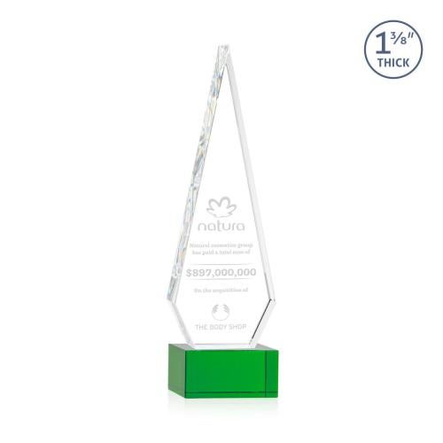 Recognition Awards - Crystal Awards - Springfield Award on Hancock Base - Green