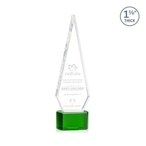 Recognition Awards - Crystal Awards - Springfield Award on Paragon Base - Green