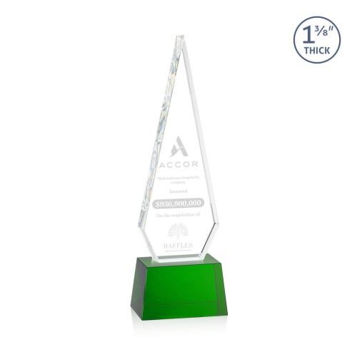 Recognition Awards - Crystal Awards - Springfield Award on Robson Base - Green