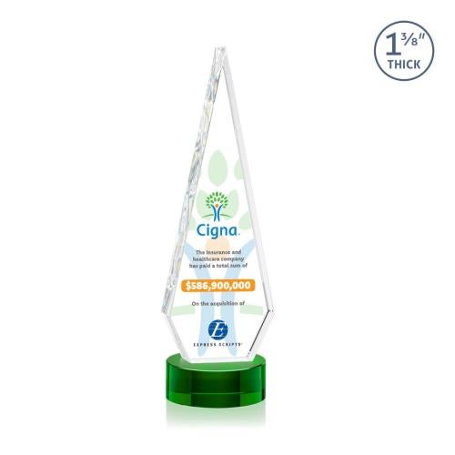 Recognition Awards - Crystal Awards - Springfield VividPrint™ Award on Stanrich Base - Green