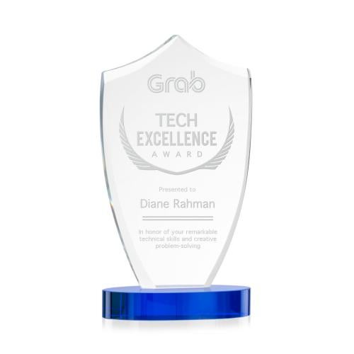 Recognition Awards - Crystal Awards - Skylark Shield Award - Blue
