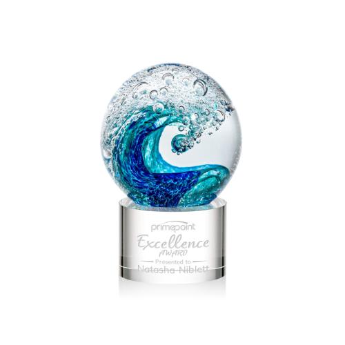 Recognition Awards - Glass Awards - Art Glass Awards - Surfside Award on Marvel Base - Clear