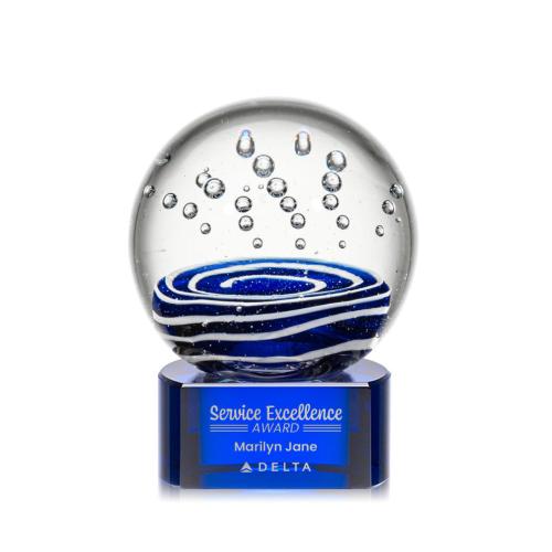 Recognition Awards - Glass Awards - Art Glass Awards - Tranquility Award on Paragon Base - Blue