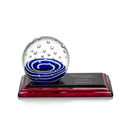 Recognition Awards - Glass Awards - Art Glass Awards - Tranquility Award on Rosewood Base