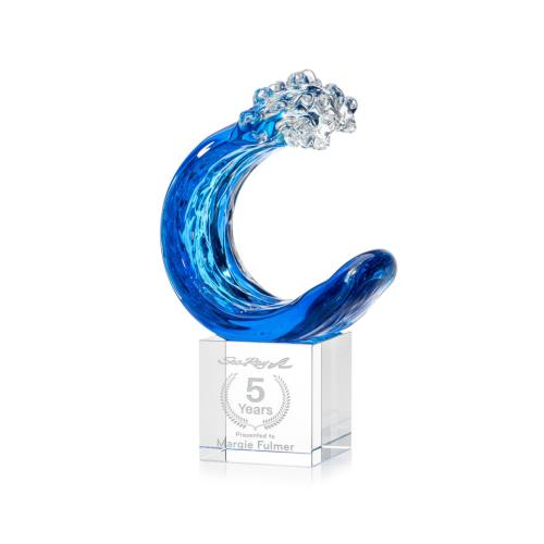 Recognition Awards - Glass Awards - Art Glass Awards - Oceana Award on Granby Base - Clear