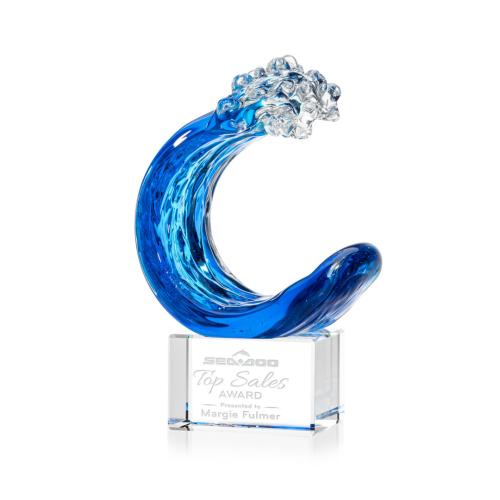Recognition Awards - Glass Awards - Art Glass Awards - Oceana Award on Lexington Base - Clear