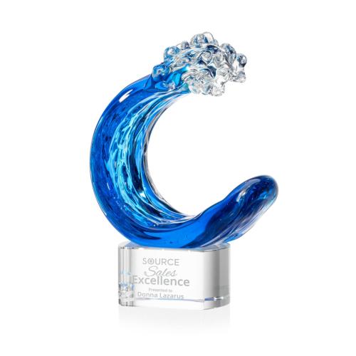 Recognition Awards - Glass Awards - Art Glass Awards - Oceana Award on Paragon Base - Clear